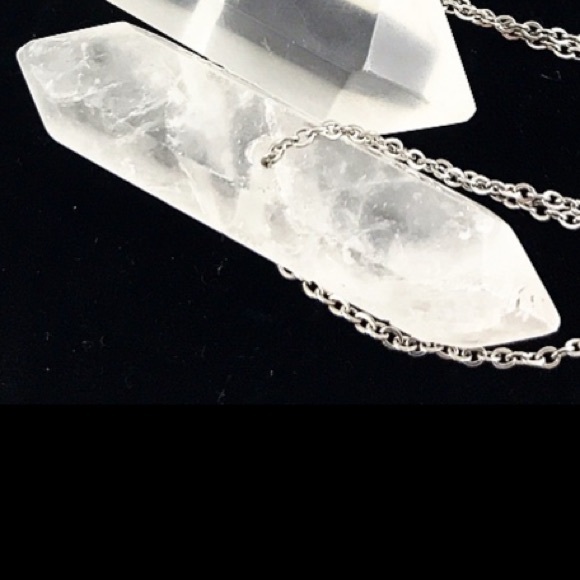 -LARGE- Raw Double Pointed Quartz Pendant - Picture 3 of 7